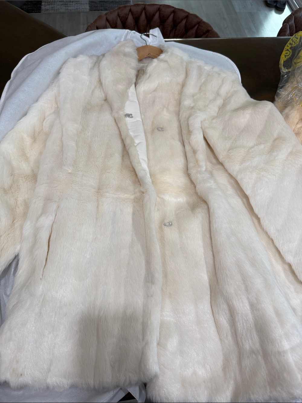 Luxury Cream Fur Coat - Women's Plush Winter Coat